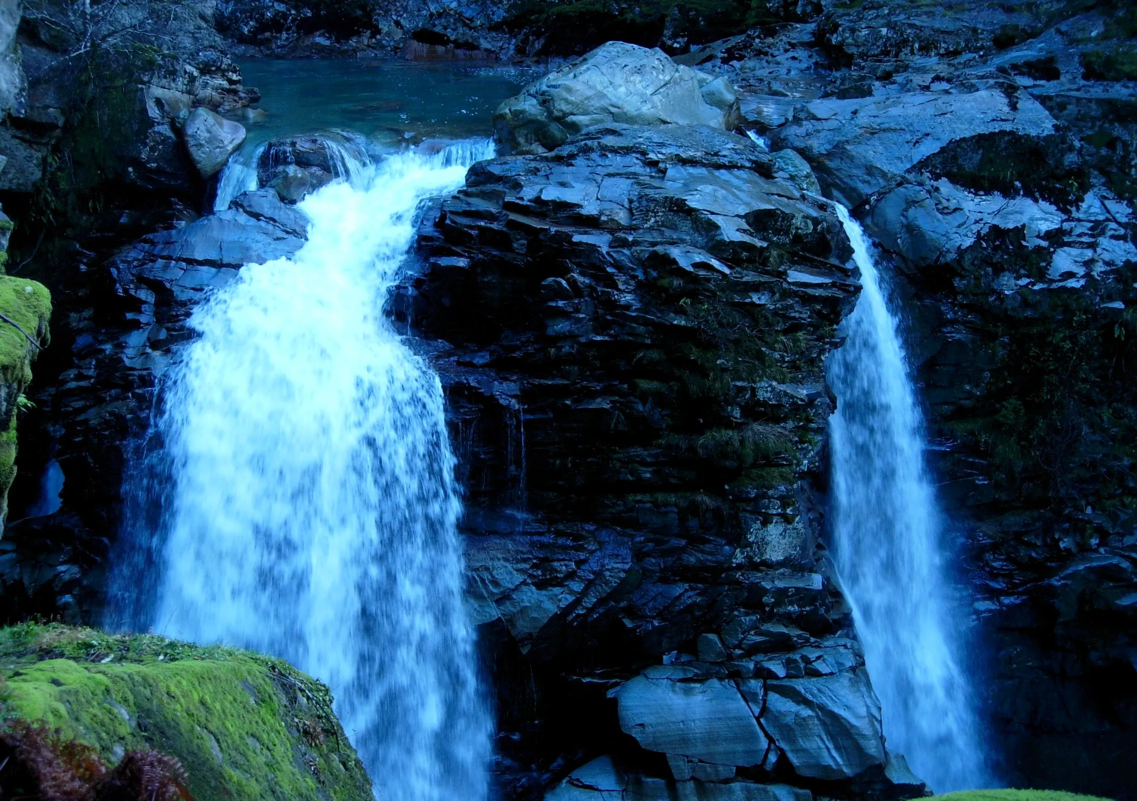 Nooksack Falls pouring into its gorge just off the Mt. Baker Highway